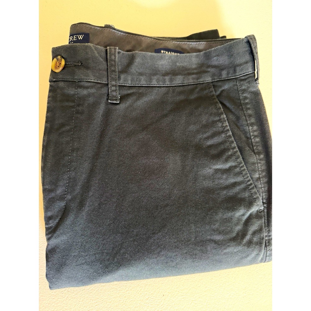 J.Crew Flex Men's 34 Gray Twill Chino Straight Fit Stretch Flat Front Pockets